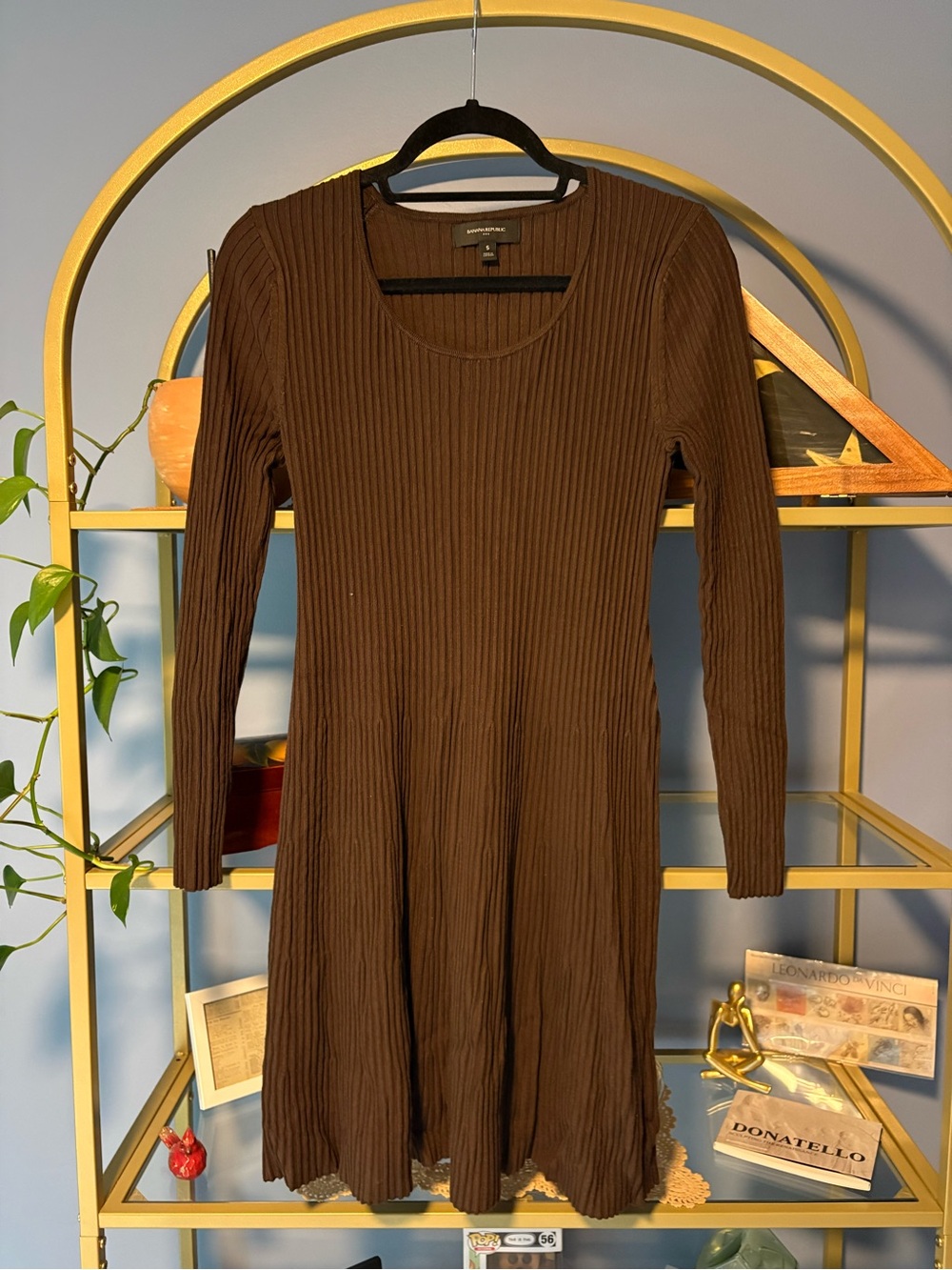 Banana Republic Brown Ribbed Long Sleeve Dress